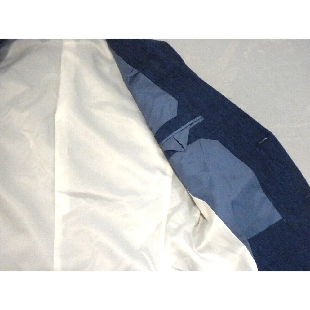 Savile‎ Row Sport Coat 36R Blue Linen 2 Button Dual Vent Lined Blazer Jacket